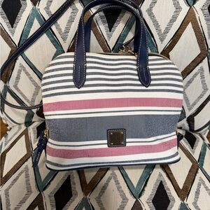 Dooney & Bourke Navy and Pink Striped Satchel